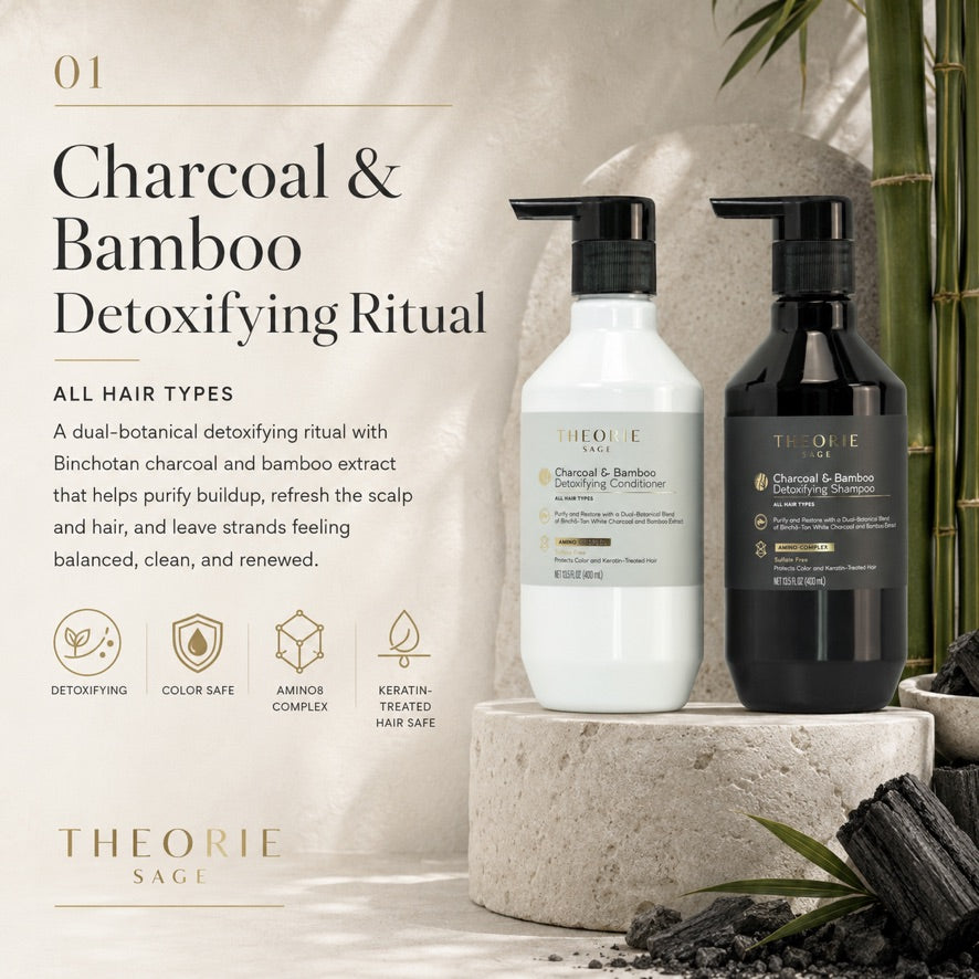 Charcoal & Bamboo Detoxifying Shampoo & Conditioner – THEORIE