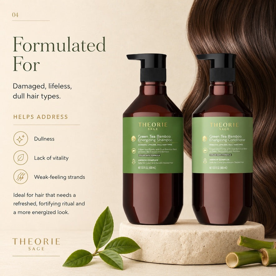 Green Tea & Bamboo Energizing Shampoo & Conditioner Set – THEORIE