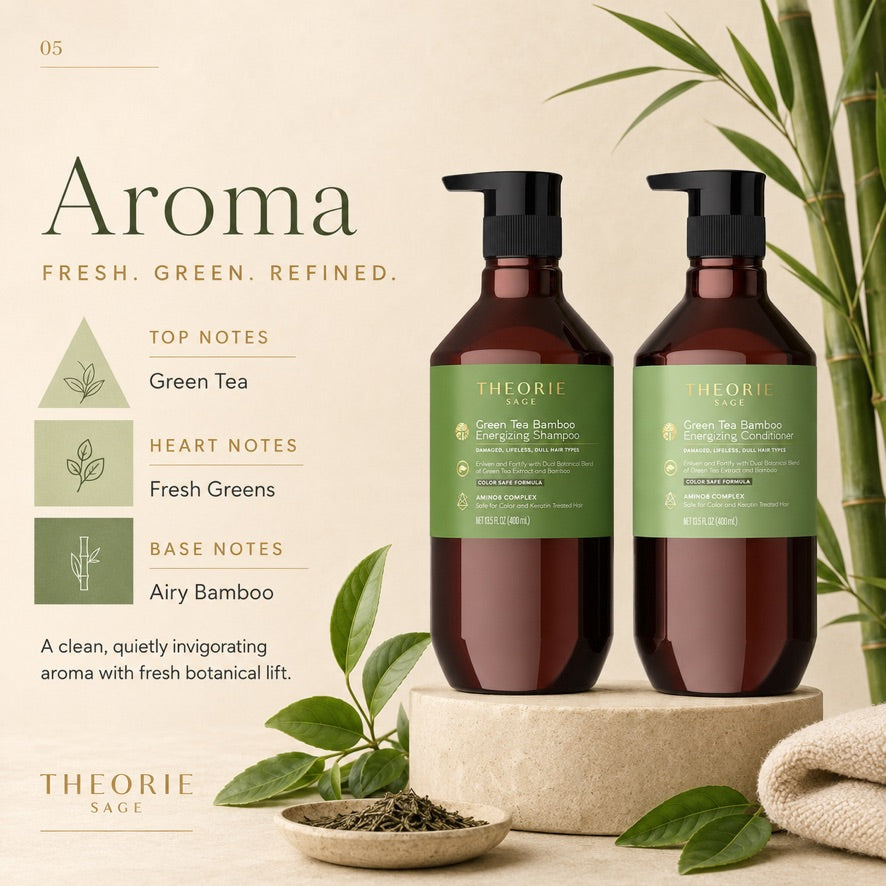 Green Tea & Bamboo Energizing Shampoo & Conditioner Set – THEORIE
