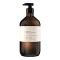 Brown shampoo bottle with pump and visible label on a white background