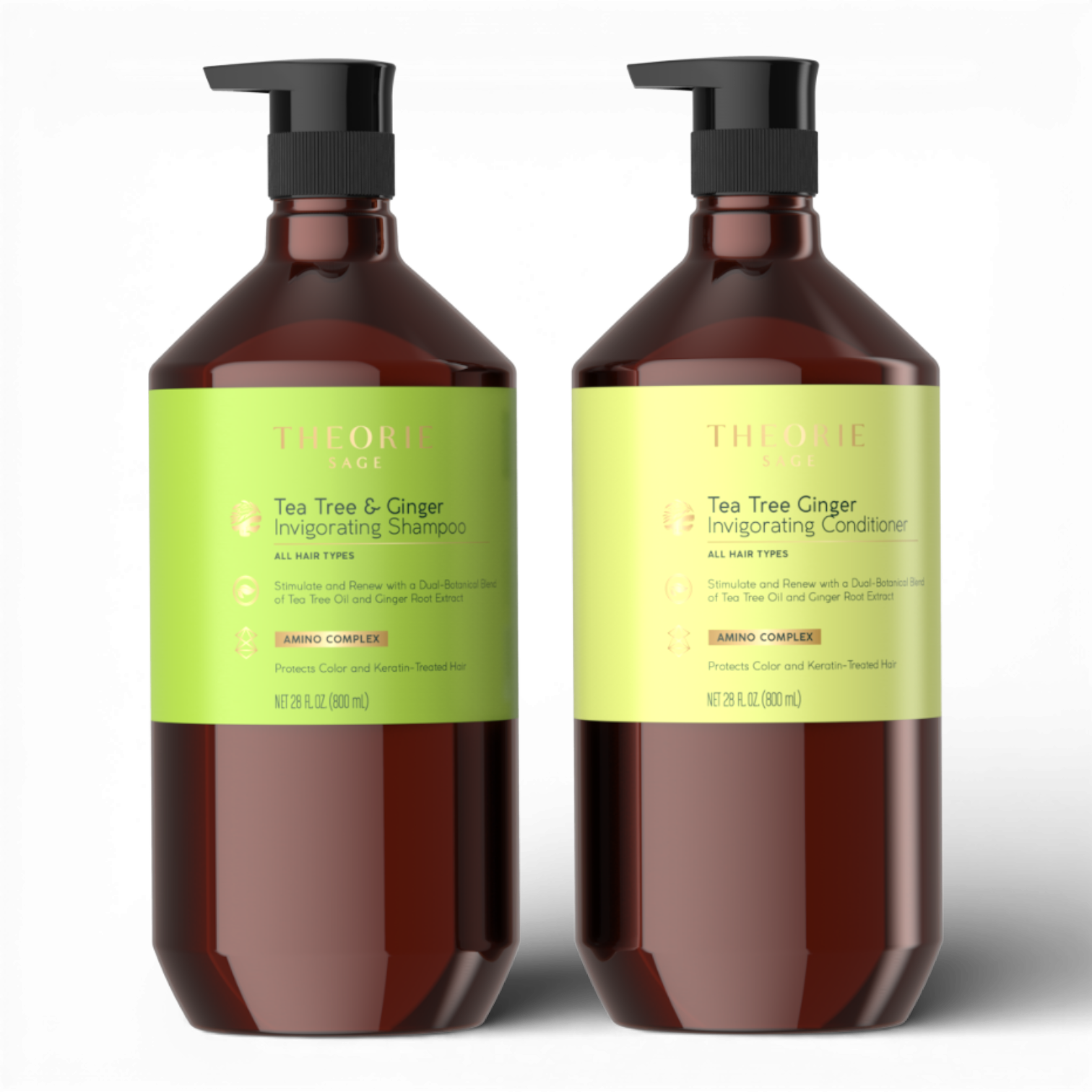 Tea Tree & Ginger Invigorating Shampoo & Conditioner Set – THEORIE